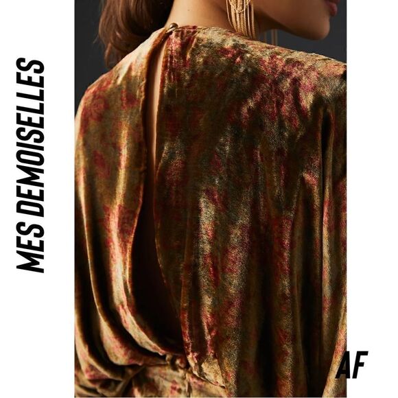 MES DEMOISELLES V-NECK SILK VELVET MINI DRESS NWT SIZE 12 - Picture 4 of 10